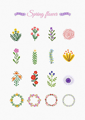 PSD 꽃잎 꽃 잎 꽃백그라운드 일러스트 봄꽃 나뭇잎 프레임 사람없음 세트 화관 봄 다양 엘리먼트 국내일러스트 식물 계절 다수 백그라운드 파일형식