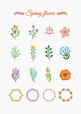 PSD 꽃잎 꽃 잎 꽃백그라운드 일러스트 봄꽃 나뭇잎 프레임 사람없음 세트 화관 봄 다양 엘리먼트 국내일러스트 식물 계절 다수 백그라운드 파일형식