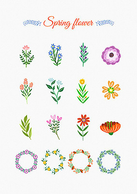 PSD 꽃잎 꽃 잎 꽃백그라운드 일러스트 봄꽃 프레임 사람없음 세트 화관 봄 다양 엘리먼트 국내일러스트 식물 계절 다수 백그라운드 파일형식