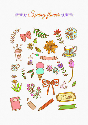 PSD 꽃잎 꽃 리본 잎 꽃백그라운드 일러스트 봄꽃 나뭇잎 아이스크림 프레임 사람없음 세트 연필 꼬리표 다이어리 봄 다양 커피잔 티백 엘리먼트 국내일러스트 식물 계절 커피 다수 백그라운드 학용품 디저트 잔 차_음료 필기구 라벨 사무용품 파일형식