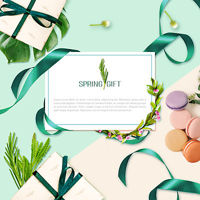 PSD 편집이미지 리본 잎 디저트 따뜻함 사탕 선물 사람없음 초록색 선물상자 귀여움 봄 초대장 마카롱 산뜻 싱그러움 카피스페이스 이미지편집 카드프레임 식물 계절 음식 컬러 컨셉 카드_감사 프레임 상자 공백 파일형식
