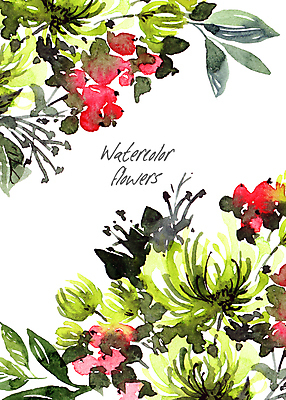 포토 JPG 해외이미지 꽃 잎 일러스트 붓터치 프레임 타이포그라피 사람없음 초록색 번짐 해외일러스트 식물 문자 컬러 파일형식 효과 이미지허브