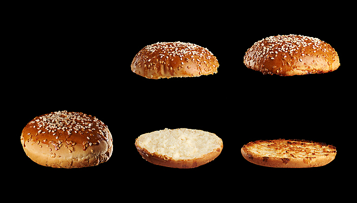 포토 JPG 해외이미지 재료 검은배경 실내 사람없음 햄버거 자르기 굽기 슬라이스 조리과정 햄버거빵 해외포토 빵 백그라운드 모션 패스트푸드 내부 검은색 구이 과정 파일형식 이미지허브