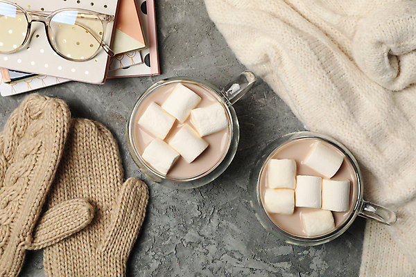 포토 JPG 해외이미지 안경 디저트 사람없음 컵 머그컵 스웨터 니트 코코아 마시멜로우 손모아장갑 해외포토 식기 잡화 음료 음식 장갑 상의 파일형식 이미지허브