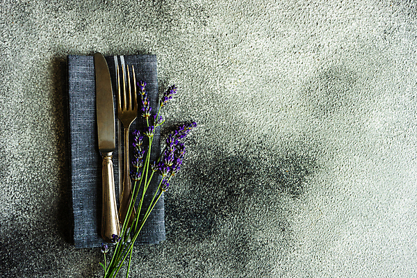 포토 JPG 해외이미지 꽃 포크 실내 사람없음 나이프 라벤더 해외포토 식물 식기 내부 칼 허브 파일형식 이미지허브