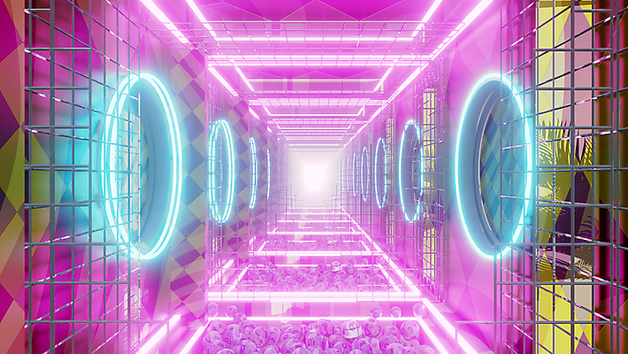 포토 해외이미지 분홍색 백그라운드 미래 사람없음 빛 3D 디지털 공간 화려 사이버 디지털합성 네온 펑크 지오메트릭 사이버펑크 해외포토 컬러 컨셉 파일형식 SF 이미지허브