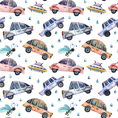 JPG 해외이미지 디자인 백그라운드 패턴 여러마리 일러스트 자동차 사람없음 패턴백그라운드 빗방울 UFO 해외일러스트 육상교통 다수 무늬 미확인물체 비_날씨 파일형식 이미지허브