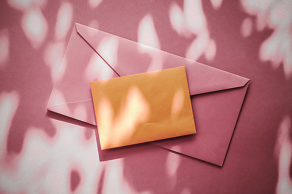 포토 JPG 해외이미지 종이 분홍색 편지봉투 프레임 그림자 사람없음 뷰티 편지지 목업 레터헤드 해외포토 컬러 봉투 편지 파일형식 이미지허브