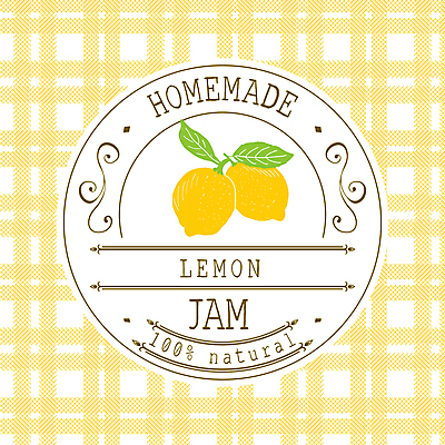JPG 해외이미지 일러스트 사람없음 노란색 라벨 레몬 체크무늬 원형프레임 과일잼 프레임일러스트 홈메이드 해외일러스트 컬러 무늬 과일 프레임 원형 잼 만들기 파일형식 이미지허브