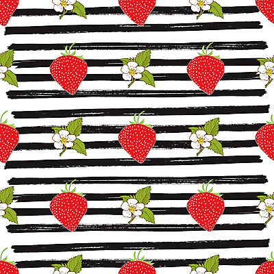 포토 JPG 해외이미지 패턴 딸기 사람없음 빈티지 스케치 손그림 가로줄 딸기꽃 딸기잎 해외포토 꽃 선 컨셉 잎 무늬 과일 미술 파일형식 이미지허브
