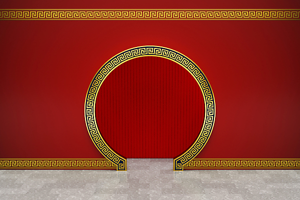 포토 JPG 해외이미지 벽 백그라운드 사람없음 빨간색 3D 공간 원형 중국전통 스타일 해외포토 도형 전통 컬러 중국 디지털합성 파일형식 이미지허브