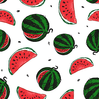JPG 해외이미지 백그라운드 패턴 일러스트 단면 수박 사람없음 빨간색 초록색 낙서 그림 수박씨 해외일러스트 컬러 무늬 과일 씨앗 파일형식 이미지허브