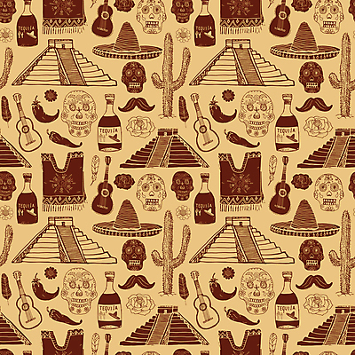 JPG 해외이미지 전통 디자인 꽃 여행 백그라운드 꽃무늬 패턴 일러스트 고추 멕시코 선인장 사람없음 갈색 축제 기타 피라미드 후추 솜브레로 테킬라 멕시코모자 멕시코전통의상 해골모형 해외일러스트 식물 모자_잡화 건축물 컬러 북아메리카 무늬 채소 현악기 주류 모형 전통의상 향신료 랜드마크 파일형식 이미지허브