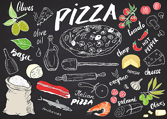 JPG 해외이미지 토마토 일러스트 고추 치즈 새우 피자 타이포그라피 사람없음 버섯 낙서 그림 올리브 밀가루 베이컨 후추 바질 마르게리타피자 멸치 반죽밀대 살라미 오레가노 페퍼로니 피자주걱 해외일러스트 문자 열매 채소 유제품 패스트푸드 서양음식 돼지고기 갑각류 어류 소시지 가루 향신료 주걱 밀대 파일형식 이미지허브