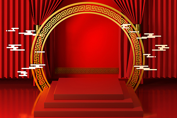 포토 JPG 해외이미지 백그라운드 사람없음 빨간색 3D 공간 커튼 원형 정사각형 중국전통 단상 포디움 스타일 해외포토 도형 전통 컬러 중국 무대 디지털합성 파일형식 이미지허브