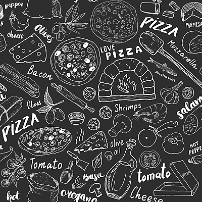 JPG 해외이미지 디자인 백그라운드 패턴 토마토 일러스트 재료 치즈 새우 피자 사람없음 버섯 패턴백그라운드 소시지 올리브 모짜렐라치즈 살라미 페퍼로니 해외일러스트 해외포토 포토 열매 무늬 채소 유제품 패스트푸드 서양음식 갑각류 가공식품 파일형식 이미지허브