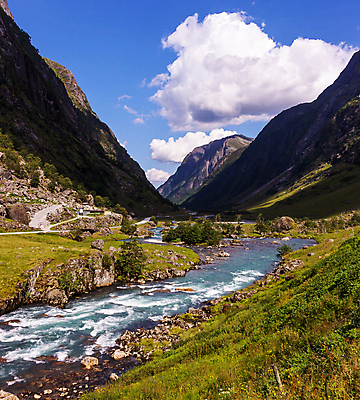 포토 JPG 해외이미지 주간 구름 여행 자연 하늘 산 노르웨이 풍경 사람없음 야외 강가 산맥 해외포토 자연요소 유럽 강 생태계 파일형식 이미지허브