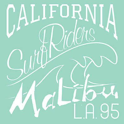 JPG 해외이미지 디자인 파도 일러스트 타이포그라피 사람없음 빈티지 캘리포니아 민트색 해외일러스트 문자 바다 컬러 컨셉 미국 파일형식 이미지허브