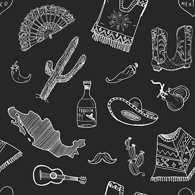 JPG 해외이미지 전통 디자인 포스터 문화 여행 백그라운드 패턴 일러스트 고추 멕시코 선인장 부츠 사람없음 축제 기타 부채 솜브레로 테킬라 멕시코모자 멕시코전통의상 멕시코지도 해외일러스트 식물 모자_잡화 신발 지도 북아메리카 무늬 채소 현악기 주류 전통의상 파일형식 이미지허브
