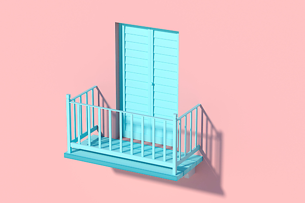 포토 JPG 해외이미지 외관 분홍색 하늘색 백그라운드 창문 난간 그림자 사람없음 3D 공간 발코니 해외포토 컬러 파란색 디지털합성 파일형식 이미지허브