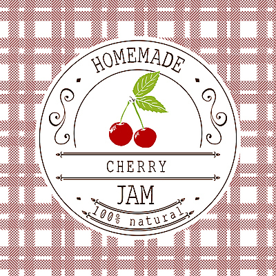 JPG 해외이미지 일러스트 사람없음 라벨 체리 자주색 체크무늬 원형프레임 과일잼 프레임일러스트 홈메이드 해외일러스트 컬러 무늬 과일 프레임 원형 잼 만들기 파일형식 이미지허브