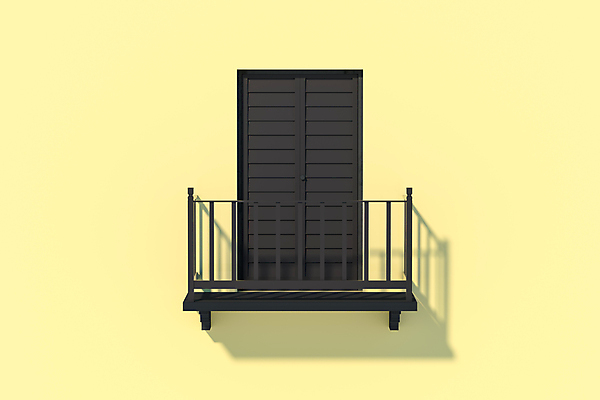 포토 JPG 해외이미지 외관 백그라운드 창문 난간 사람없음 노란색 3D 검은색 공간 발코니 해외포토 컬러 디지털합성 파일형식 이미지허브