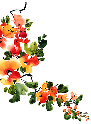 JPG 해외이미지 식물 꽃 일러스트 붓터치 사람없음 뷰티 그림 번짐 해외일러스트 파일형식 효과 이미지허브