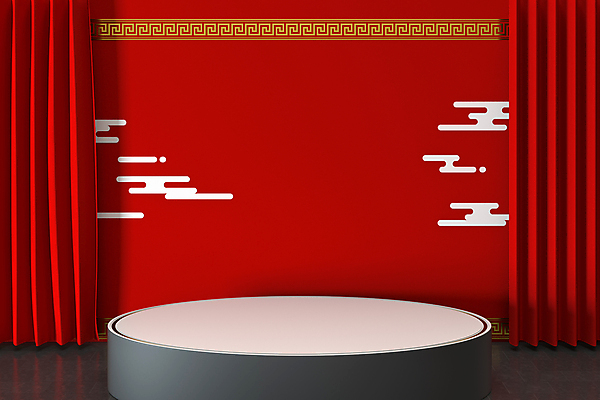포토 JPG 해외이미지 백그라운드 사람없음 빨간색 3D 공간 커튼 원형 중국전통 단상 포디움 스타일 해외포토 도형 전통 컬러 중국 무대 디지털합성 파일형식 이미지허브