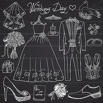 JPG 해외이미지 드레스 구두 부케 결혼 일러스트 초 면사포 정장 턱시도 타이포그라피 사람없음 선물상자 낙서 티아라 그림 비둘기 청첩장 샴페인잔 결혼반지 해외일러스트 문자 옷 꽃다발 신발 술잔 조류 왕관 카드_감사 선물 이벤트 상자 반지 결혼소품 파일형식 이미지허브