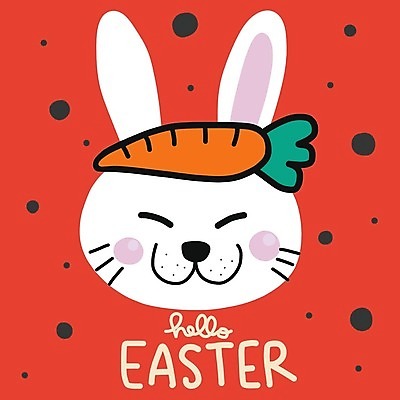 EPS 해외이미지 한마리 동물캐릭터 일러스트 부활절 사람없음 빨간색 귀여움 당근 토끼 해외일러스트 일러캐릭터 동물 캐릭터 1 기념일 컬러 컨셉 포유류 뿌리채소 반려동물 파일형식 벡터 이미지허브