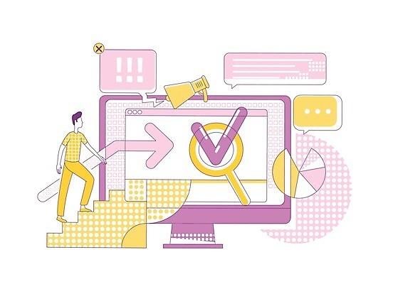 EPS 해외이미지 전신 남자 화살표 말풍선 일러스트 비즈니스 돋보기 한명 성인 노란색 걷기 계단 모니터 보라색 확성기 라인아트 체크표시 오르기 인터넷창 성인남자한명만 해외일러스트 1 선 컬러 인터넷 모션 사람 컴퓨터 확인 남자한명만 성인남자만 파일형식 벡터 이미지허브