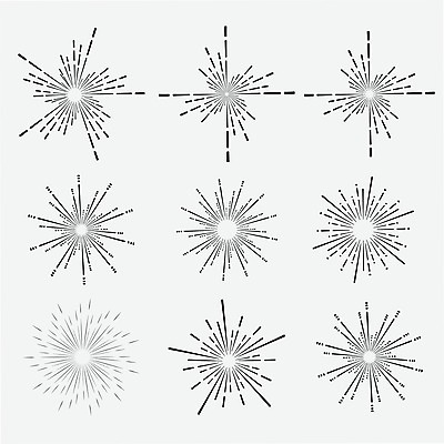 EPS 해외이미지 디자인 선 백그라운드 일러스트 추상 미술 사람없음 빛 세트 방사형 스타일 효과 썬버스트 해외일러스트 무늬 문화예술 파일형식 벡터 이미지허브