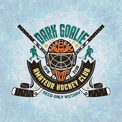 EPS 해외이미지 스포츠 스티커 일러스트 놀이 가면 얼음 게임 막대기 보호 헬멧 만화 하키 골키퍼 휘장 해외일러스트 자연요소 컨셉 운동선수 구기 보호장비 파일형식 벡터 이미지허브