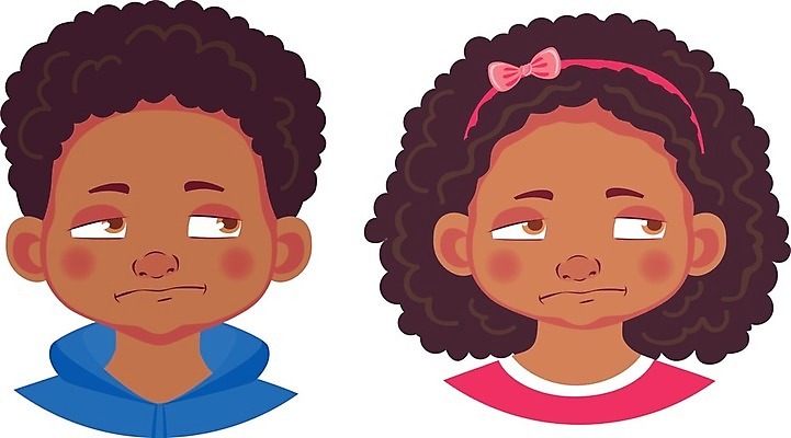 EPS 해외이미지 여자 남자 감정 어린이 인물캐릭터 일러스트 표정 소년 상반신 두명 세트 삐침 어린이만 해외일러스트 일러캐릭터 캐릭터 사람 파일형식 벡터 이미지허브