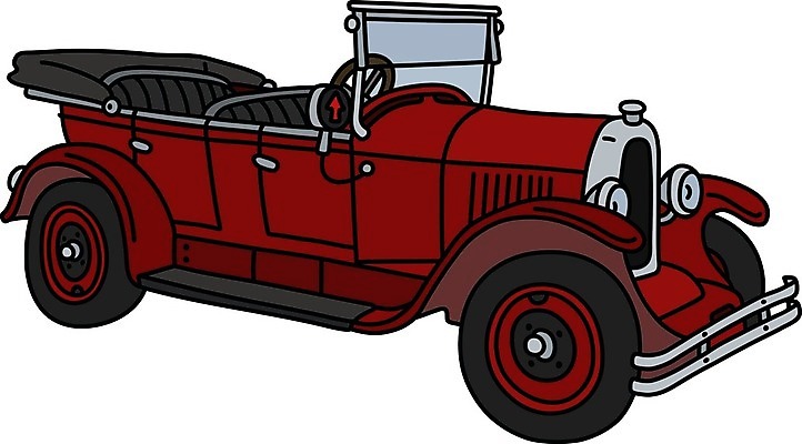 EPS 해외이미지 일러스트 자동차 지붕 사람없음 빨간색 빈티지 오픈 클래식 오픈카 복고 클래식카 해외일러스트 육상교통 컬러 컨셉 승용차 파일형식 벡터 이미지허브