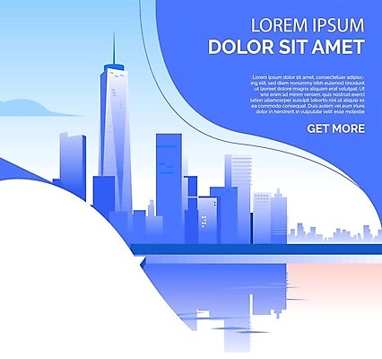 EPS 해외이미지 일러스트 빌딩 타이포그라피 사람없음 건물 파란색 고층빌딩 도시 해외일러스트 문자 건축물 컬러 파일형식 벡터 이미지허브