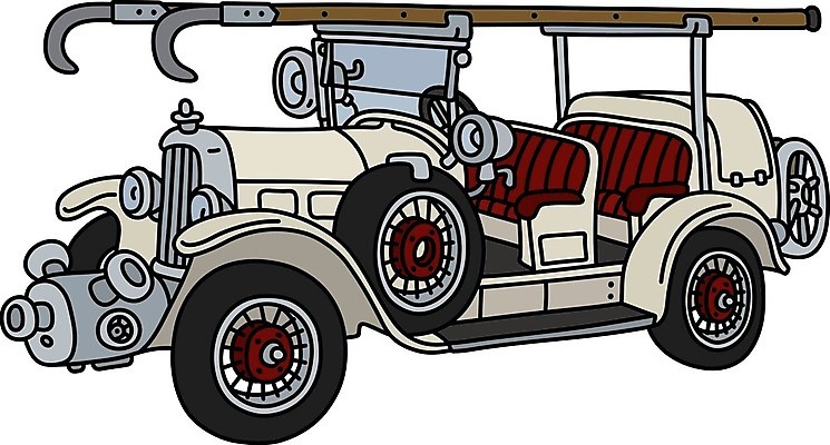 EPS 해외이미지 일러스트 사다리 자동차 사람없음 흰색 빈티지 클래식 복고 클래식카 해외일러스트 육상교통 컬러 컨셉 승용차 도구 파일형식 벡터 이미지허브