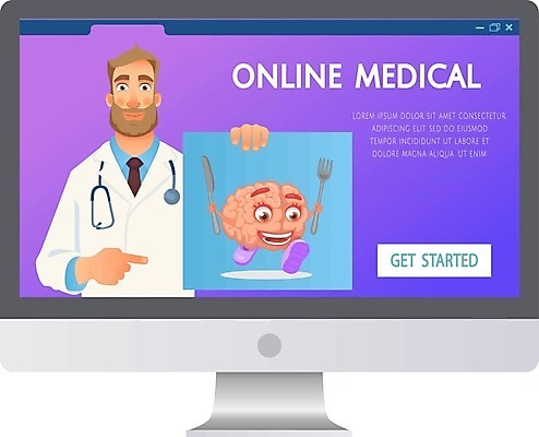 EPS 해외이미지 음식 인터넷 다이어트 일러스트 비즈니스 청진기 추상 건강 병원 사람 치료 컴퓨터 약 스크린 모니터 웹 환자 의사 도움 플랫 먹기 서비스 뇌 온라인 돌봄 조언 해외일러스트 컨셉 무늬 의학 의료기기 모션 전자제품 의료진 파일형식 벡터 이미지허브