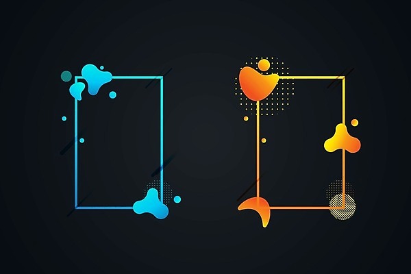 EPS 해외이미지 디자인 일러스트 프레임 사람없음 그래픽 파란색 세트 사각형 주황색 그라데이션 기하학 해외일러스트 도형 컬러 무늬 파일형식 벡터 이미지허브