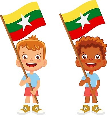 EPS 해외이미지 클립아트 손 배너 물결 어린이 일러스트 소년 깃발 심볼 깃대 미얀마 해외일러스트 남자 아시아 사람 신체부위 파일형식 벡터 이미지허브