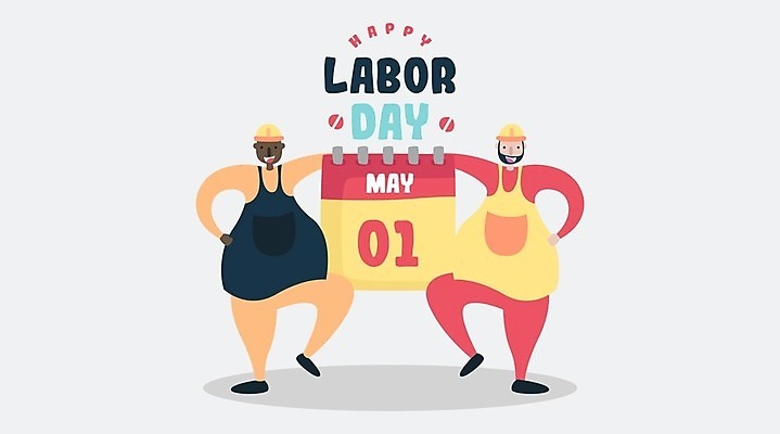 EPS 해외이미지 남자 허리손 일러스트 노동자 작업복 들기 성인 두명 달력 안전모 근로자의날 다리들기 성인남자만 해외일러스트 직업 옷 기념일 포즈 모션 사람 헬멧 안전장비 남자만 성인만 파일형식 벡터 이미지허브