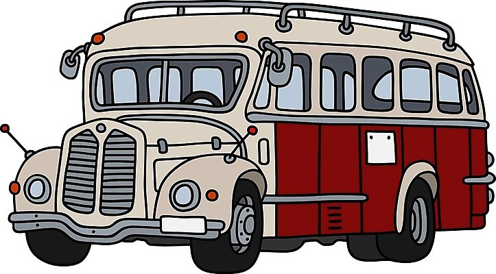 EPS 해외이미지 일러스트 자동차 버스 사람없음 빨간색 흰색 클래식 복고 해외일러스트 육상교통 컬러 컨셉 대중교통 파일형식 벡터 이미지허브