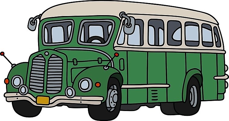 EPS 해외이미지 일러스트 자동차 버스 사람없음 초록색 흰색 클래식 복고 해외일러스트 육상교통 컬러 컨셉 대중교통 파일형식 벡터 이미지허브