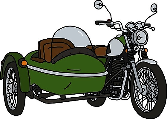 EPS 해외이미지 일러스트 사람없음 초록색 검은색 오토바이 빈티지 클래식 복고 클래식카 해외일러스트 컬러 컨셉 승용차 바이크 파일형식 벡터 이미지허브