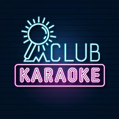 EPS 해외이미지 일러스트 타이포그라피 사람없음 마이크 클럽 네온 노래방 해외일러스트 문자 음향기기 파일형식 벡터 이미지허브