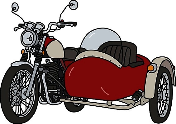 EPS 해외이미지 일러스트 사람없음 빨간색 검은색 카트 오토바이 빈티지 클래식 복고 클래식카 해외일러스트 컬러 컨셉 승용차 바이크 파일형식 벡터 이미지허브