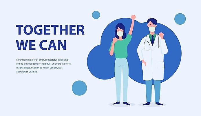 EPS 해외이미지 직업 배너 여자 얼굴 일러스트 통신 주택 함께함 건강 병원 가면 안전 사람 동양인 치료 힘 간호사 의사 바이러스 보호 질병 위험 만화 예방 싸움 감염 반대 돌봄 주목 해외일러스트 컨셉 의학 모션 인종 건물 신체부위 의료진 파일형식 벡터 이미지허브