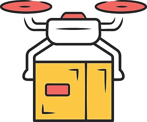 EPS 해외이미지 일러스트 사람없음 상자 배송 서비스 택배 택배상자 드론 무인택배 해외일러스트 운송업 무인기계 파일형식 벡터 이미지허브