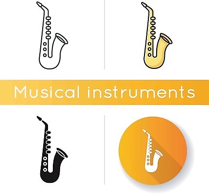 EPS 해외이미지 일러스트 사람없음 세트 원형 색소폰 해외일러스트 도형 목관악기 파일형식 벡터 이미지허브