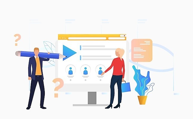 EPS 해외이미지 전신 여자 남자 화분 서류가방 일러스트 모바일 사람모양 서기 들기 성인 두명 컴퓨터 연필 모니터 물음표 비즈니스맨 비즈니스우먼 온라인 프로젝트 성인만 웨비나 해외일러스트 모양 기호 가방 비즈니스 모션 학용품 사람 전자제품 필기구 직장인 세미나 파일형식 벡터 언택트 이미지허브